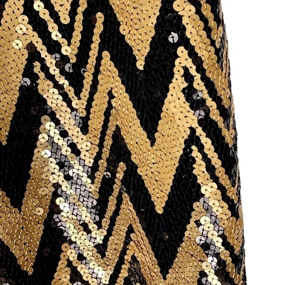 ARK & CO. SEQUIN EMBELLISHED CHEVRON STRIPE 3/4 SLEEVE FITTED SHEATH DRESS - Picture 13 of 16